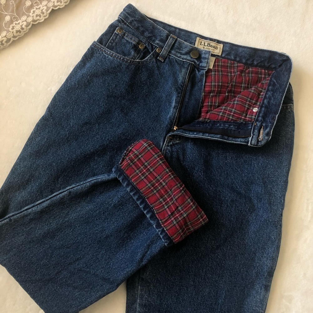 L. L. Bean High Waisted Flannel Lined Jeans